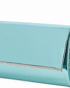 MISS GLOBO -Pochette turchese effetto specchio con inserto strass