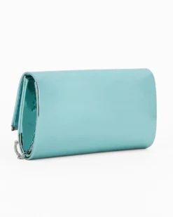 MISS GLOBO -Pochette turchese effetto specchio con inserto strass