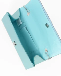 MISS GLOBO -Pochette turchese effetto specchio con inserto strass