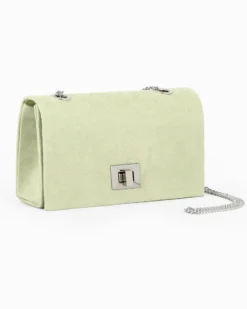 MISS GLOBO - Pochette verde scamosciata con patta e chiusura a girello