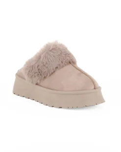MISS GLOBO - Sabot khaki scamosciato con pelliccia