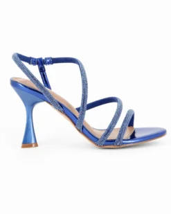 MISS GLOBO - Sandalo gioiello blu con strass, tacco 8,5CM