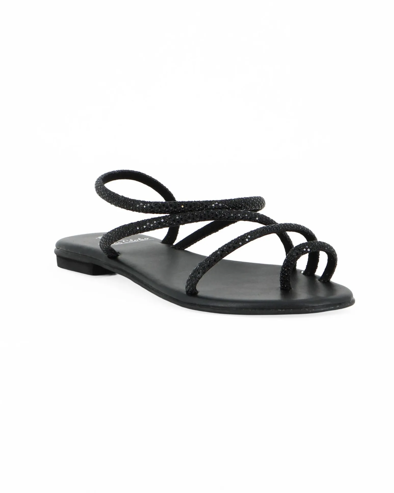 MISS GLOBO - Sandalo infradito nero con strass