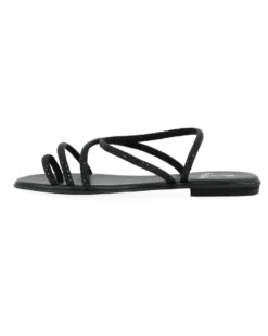 MISS GLOBO - Sandalo infradito nero con strass