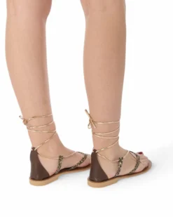 MISS GLOBO - Sandalo leopardato infradito lace-up, MADE IN ITALY