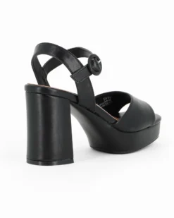 MISS GLOBO - Sandalo nero con sottopiede in VERA PELLE e cinturino alla caviglia, tacco 9CM