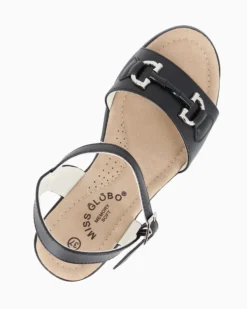 MISS GLOBO - Sandalo nero platform con sottopiede memory soft e morsetto, zeppa 7CM