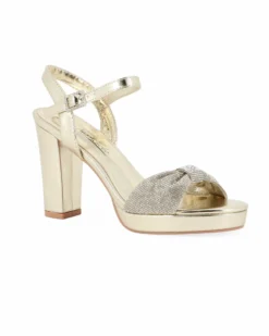 MISS GLOBO - Sandalo oro con nodo in strass, tacco 9CM