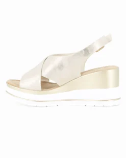 MISS GLOBO - Sandalo platform beige con sottopiede in memory soft, zeppa 5CM