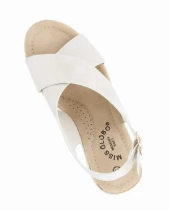 MISS GLOBO - Sandalo platform beige con sottopiede in memory soft, zeppa 5CM