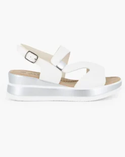 MISS GLOBO - Sandalo platform bianco con sottopiede in memory soft, zeppa 5CM