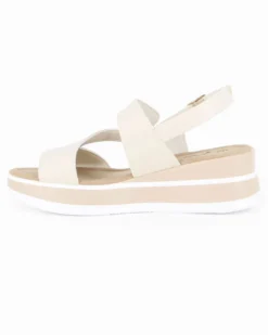 MISS GLOBO - Sandalo platform panna con sottopiede in memory soft, zeppa 5CM