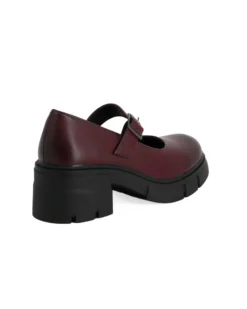 MISS GLOBO - Scarpa bordeuax con suola track e cinturino con fibbia frontale, tacco 5,5CM