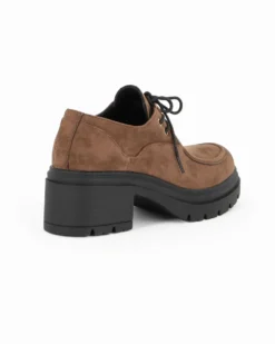 MISS GLOBO - Scarpa khaki scamosciata con lacci e suola track, tacco 6CM