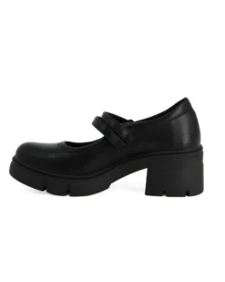 MISS GLOBO - Scarpa nera con suola track e doppio cinturino frontale, tacco 5,5CM