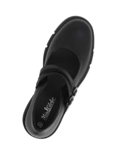 MISS GLOBO - Scarpa nera con suola track e doppio cinturino frontale, tacco 5,5CM
