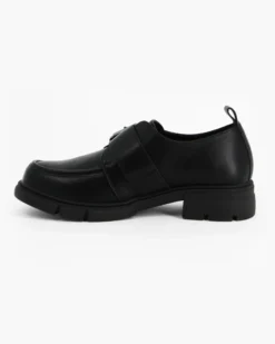 MISS GLOBO - Scarpa nera con suola track e cinturino con fibbia frontale