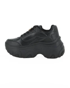 MISS GLOBO - Scarpa sneakers nera da donna con lacci e cuore in strass