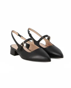 MISS GLOBO - Slingback nera con cinturino superiore tacco 2,5CM, MADE IN ITALY