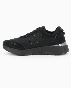 MISS GLOBO - Sneakers nera con lacci e strass