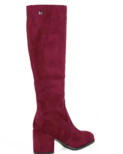 MISS GLOBO - Stivale bordeaux scamosciato con zip laterale, tacco 7CM