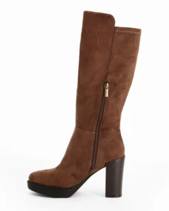 MISS GLOBO - Stivale khaki scamosciato con zip laterale, tacco 10CM