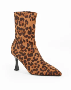 MISS GLOBO - Stivale leopardato scamosciato a punta, tacco 7,5CM