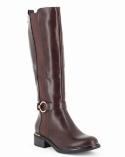 MISS GLOBO - Stivale marrone con zip laterale e gambale elasticizzato, tacco 3,5CM