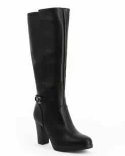 MISS GLOBO - Stivale nero con zip laterale, tacco 8CM