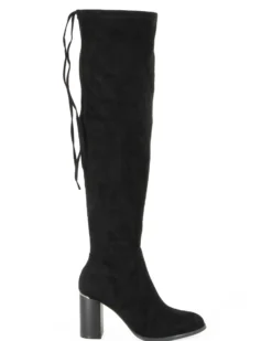 MISS GLOBO - Stivale nero scamosciato con zip laterale e coulisse, tacco 8CM
