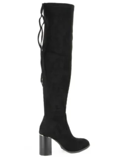 MISS GLOBO - Stivale nero scamosciato con zip laterale e coulisse, tacco 8CM