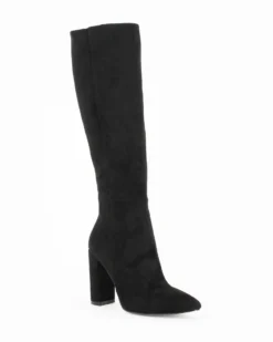 MISS GLOBO - Stivale nero scamosciato a punta con zip laterale, tacco 9,5CM