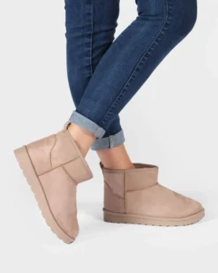 MISS GLOBO - Stivaletto khaki scamosciato con pelliccia interna