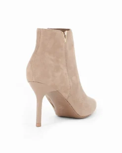 MISS GLOBO - Tronchetto khaki scamosciato a punta con zip laterale, tacco 8,5CM