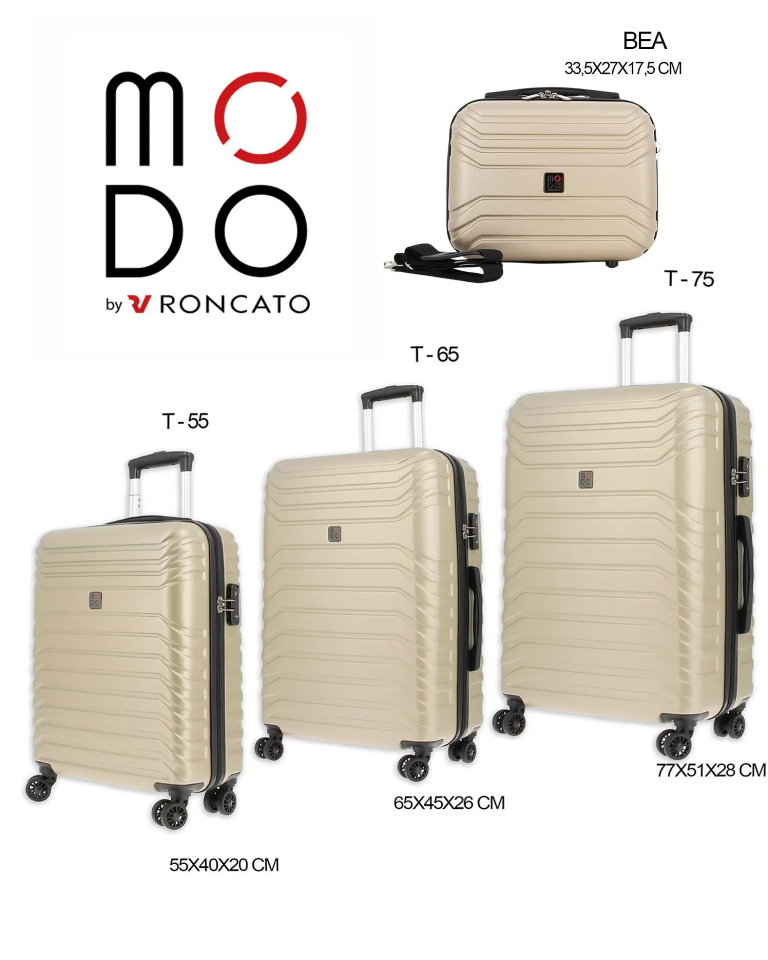 MODO BY RONCATO - TROLLEY ABS BEIGE 4 RUOTE CON COMBINAZIONE TSA