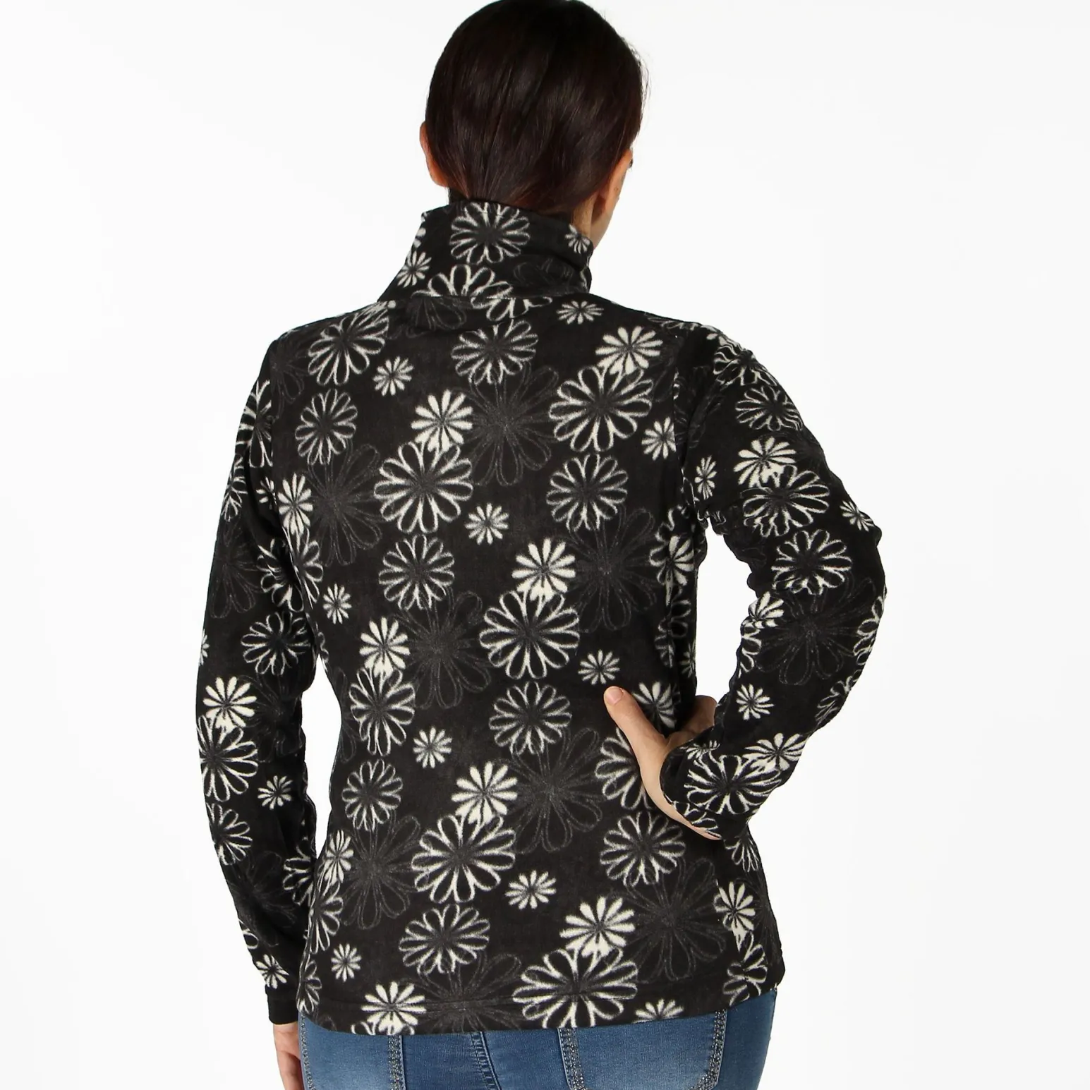 M/PILE C/TASCHE C/MARGHERITE BLACK-WHITE