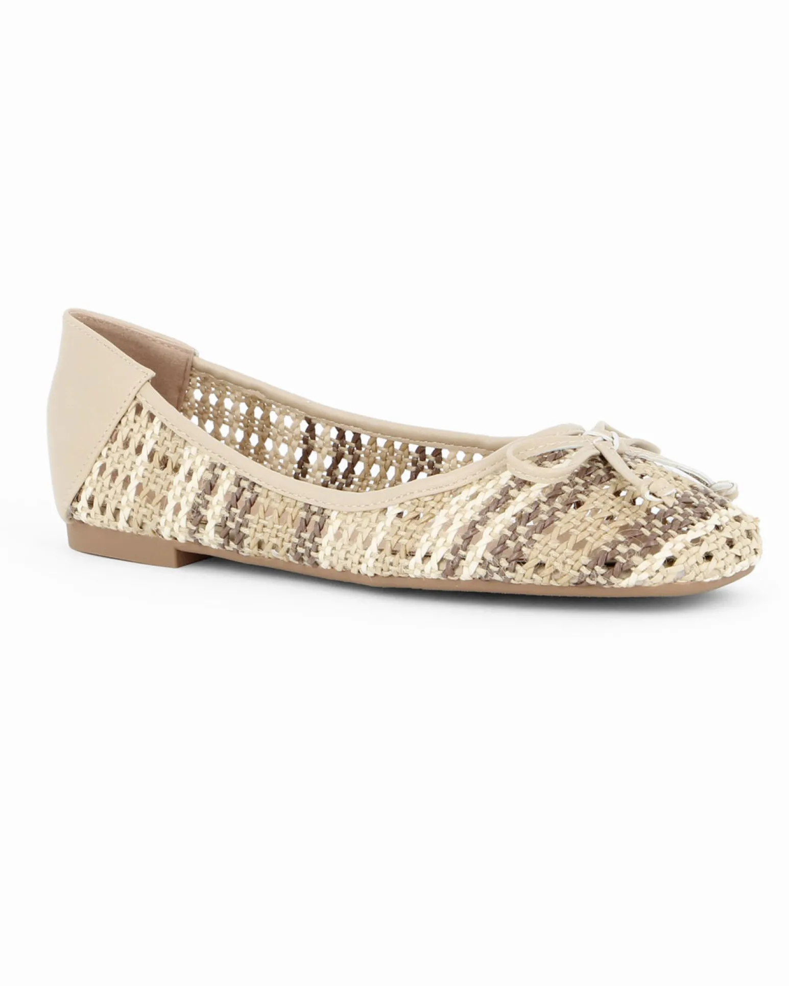 MY JEWELS - Ballerina beige intrecciata con fiocco