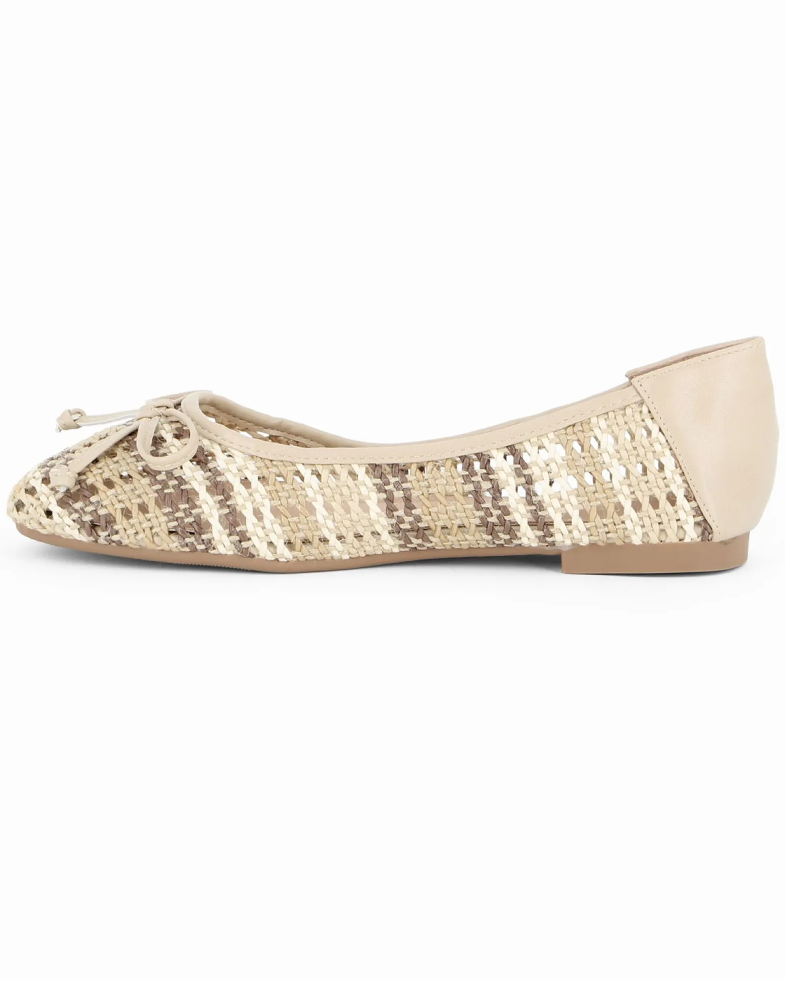 MY JEWELS - Ballerina beige intrecciata con fiocco