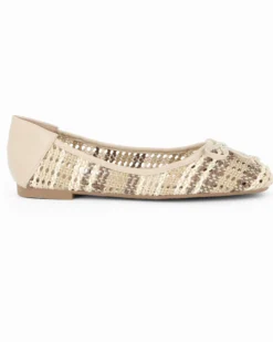 MY JEWELS - Ballerina beige intrecciata con fiocco