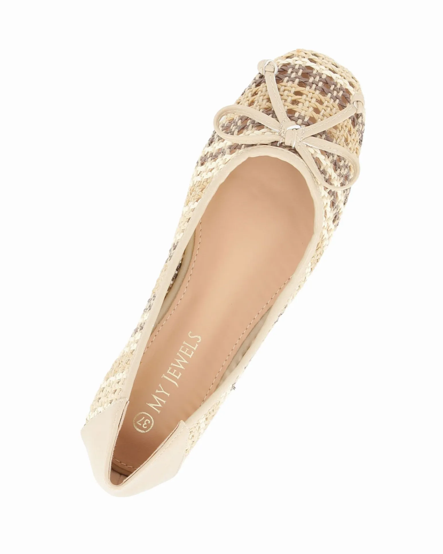 MY JEWELS - Ballerina beige intrecciata con fiocco