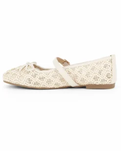 MY JEWELS - Ballerina crema intrecciata con fiocco e cinturino frontale