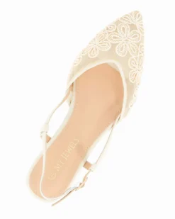 MY JEWELS - Ballerina slingback nera intrecciata a punta con morsetto in strass