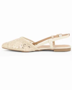 MY JEWELS - Ballerina slingback nera intrecciata a punta con morsetto in strass