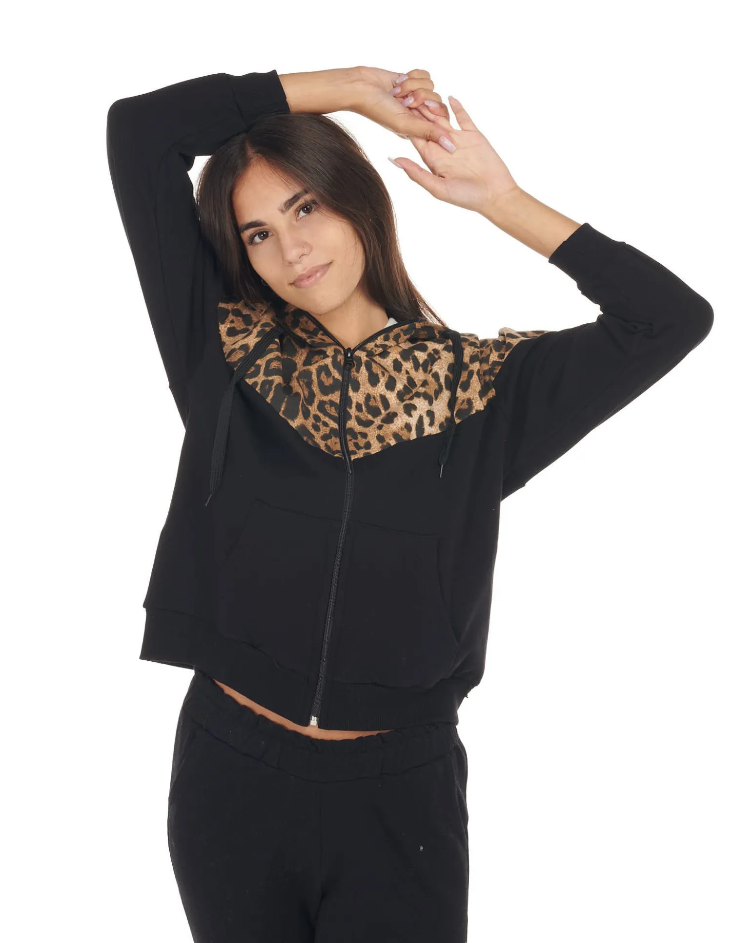 MY JEWELS - DONNA FELPA CON ZIP E CAPPUCCIO