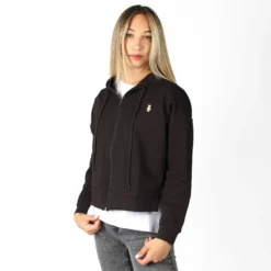 MY JEWELS - FELPA NERA FULL ZIP CON CAPPUCCIO