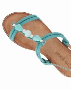 MY JEWELS - Sandalo basso turchese con pietre