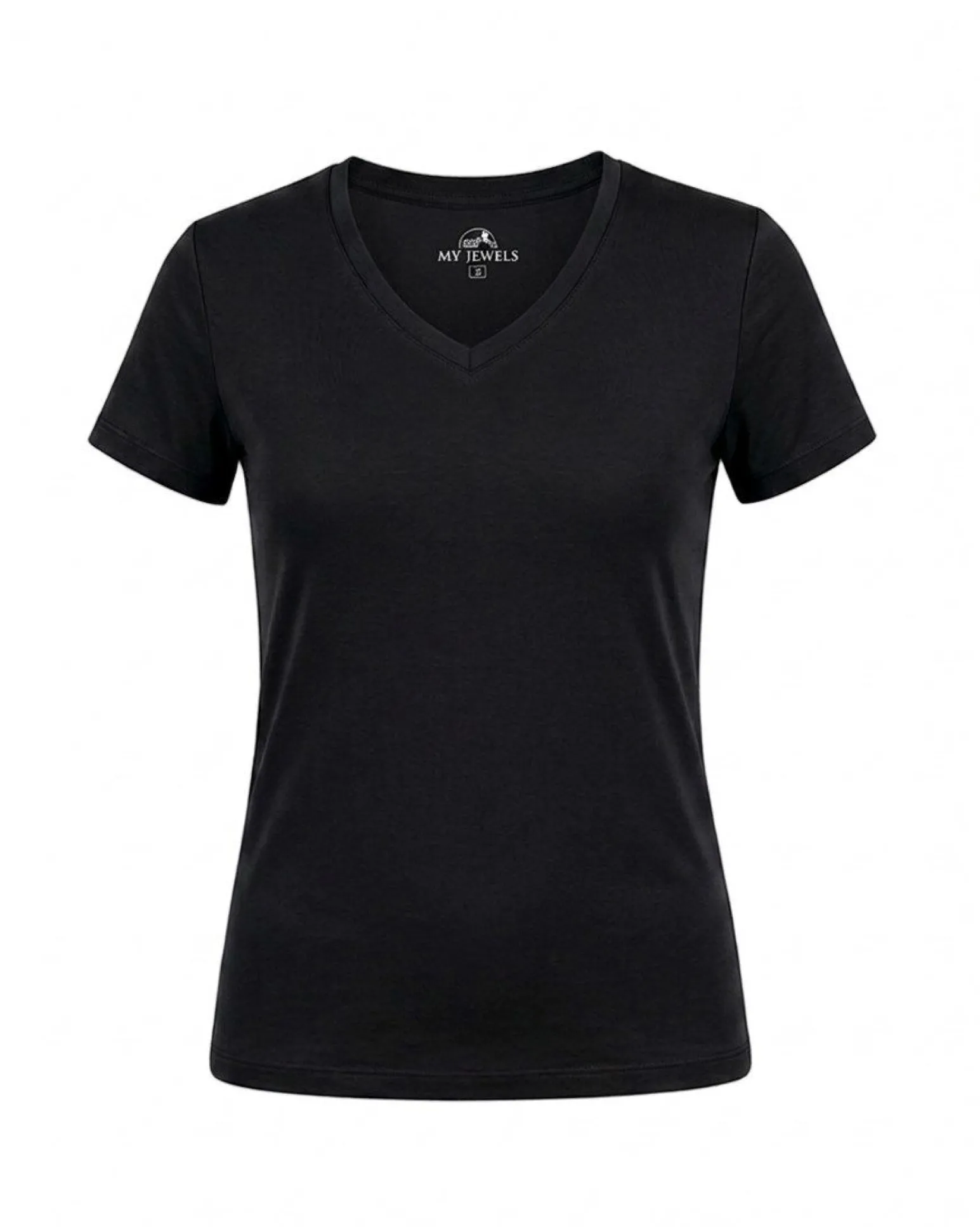 MY JEWELS - Tshirt mezza manica con scollo a V BAMBOO nera