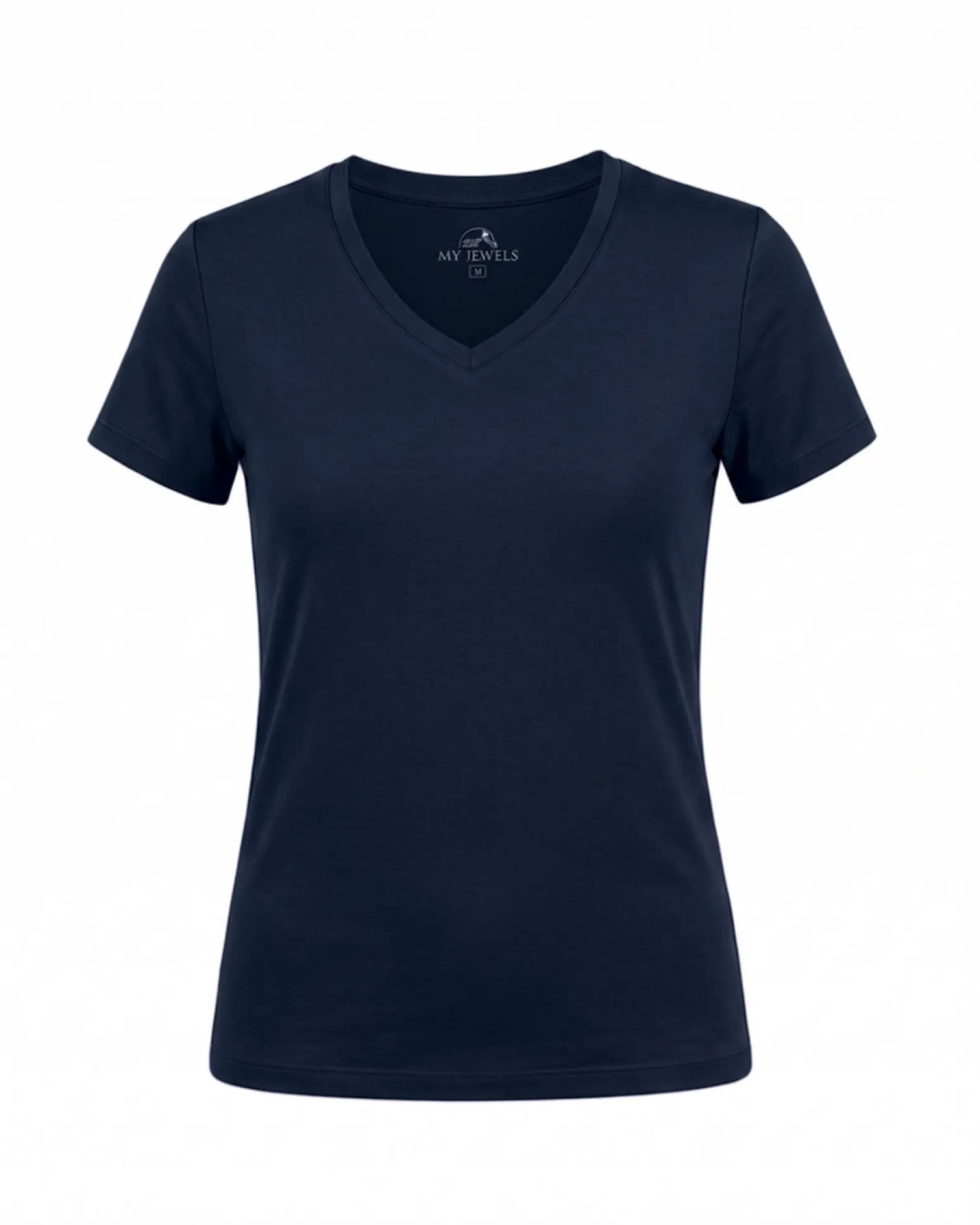 MY JEWELS - Tshirt mezza manica con scollo a V BAMBOO blu