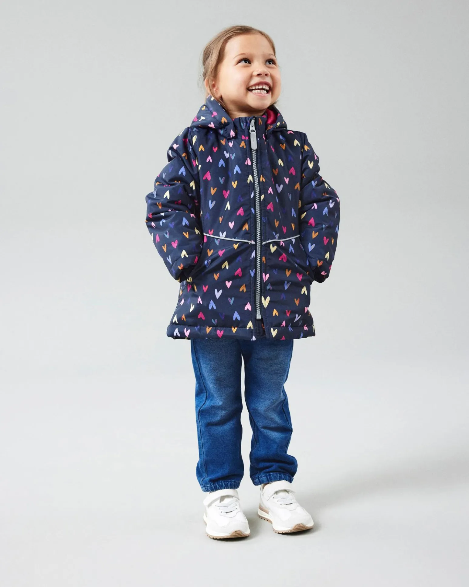 NAME IT - BIMBA GIUBBINO NAVY FANTASIA CUORI CON CAPPUCCIO