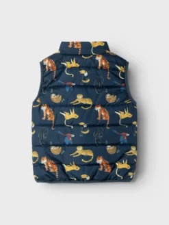 NAME IT - SMANICATO BLU DA BAMBINO  CON STAMPA DINOSAURI